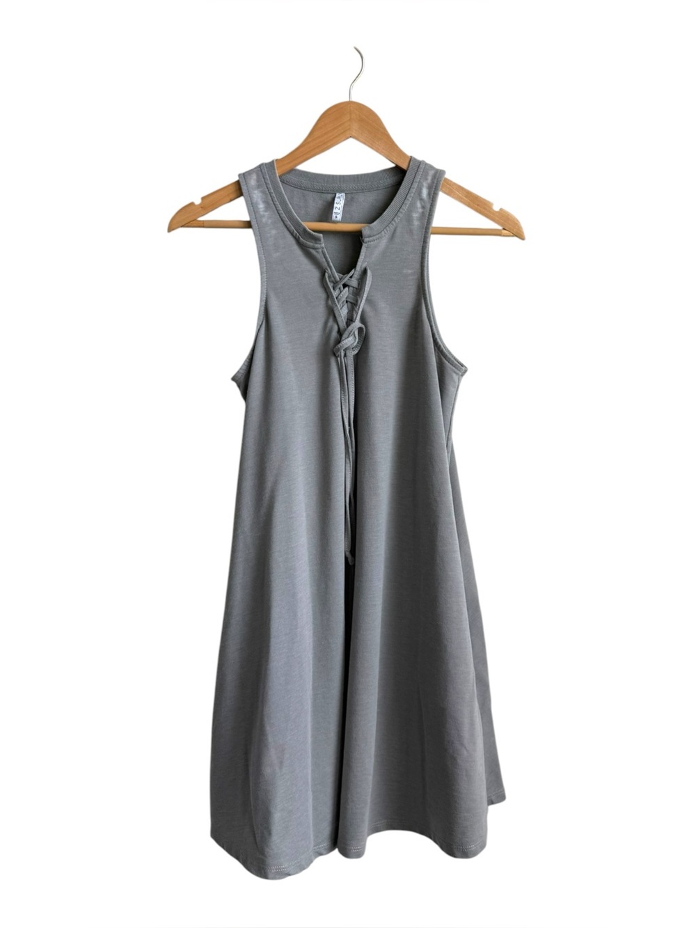Z Supply Gray Lace Up Sleeveless Swing Dress Pockets Size Small